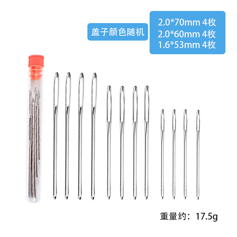 9pcs conjunto de botellas de aguja transparente tubo bordado hilo de lana aguja de suéter cabeza roma aguja de lana de ojo grande dorado