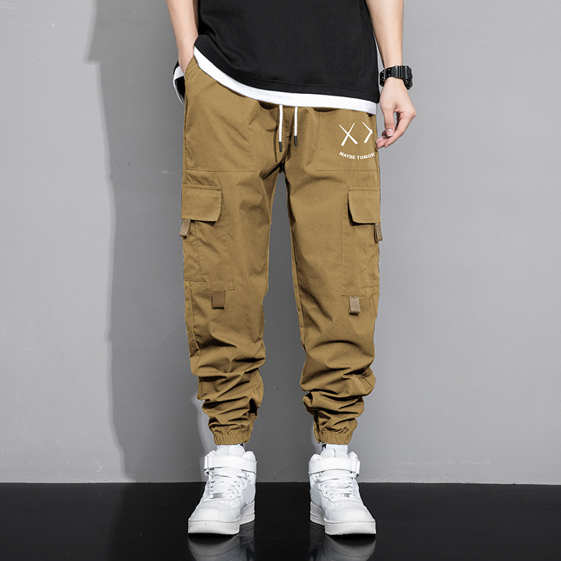 Nuevo hombre primavera y otoño deportivo ocio suelto multi-bolsillos ropa de moda americana ropa de ocio pantalones largos