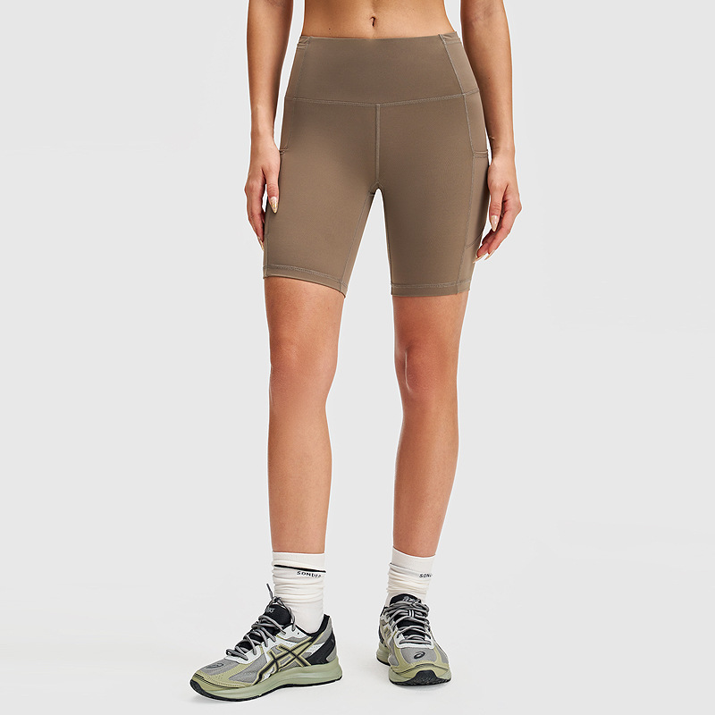 Pantalones cortos de yoga lulu de cintura alta pantalones deportivos de bolsillo elásticos para mujer pantalones de ciclismo al aire libre leggings deportivos de cinco puntos 8"