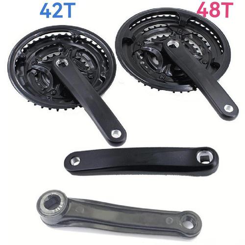 Mountain bike crankset 152170 plastic-coated bicycle accessories wheel disc 42T48T three-piece speed square hole crank accessories