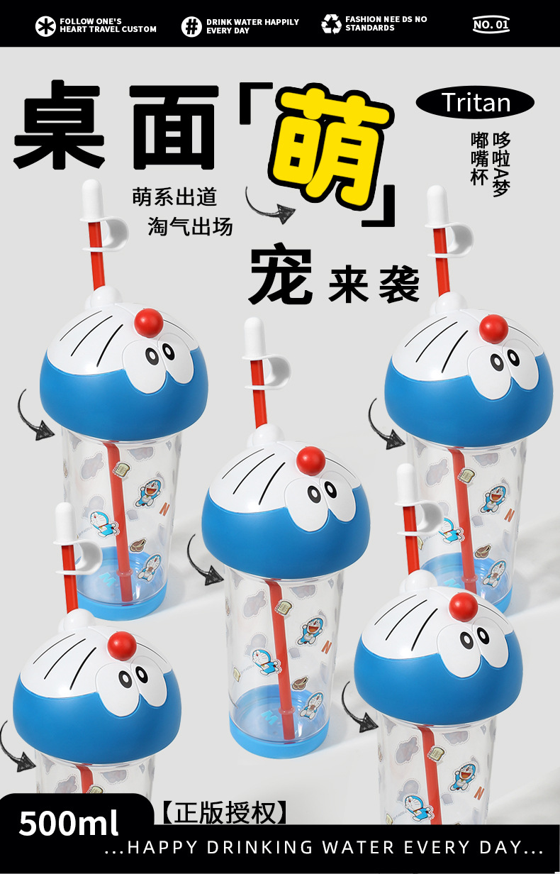 哆啦A梦吸管杯tritan塑料水杯
