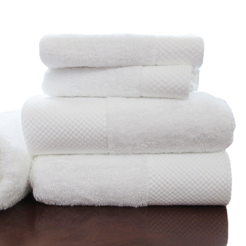 Toallas y toallas de baño de hotel de cinco estrellas, algodón puro, gruesas, satinadas blancas platino, toallas de hotel y salón de belleza al por mayor