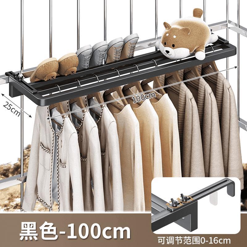 발코니 빨래 건조대 블랙 100cm
