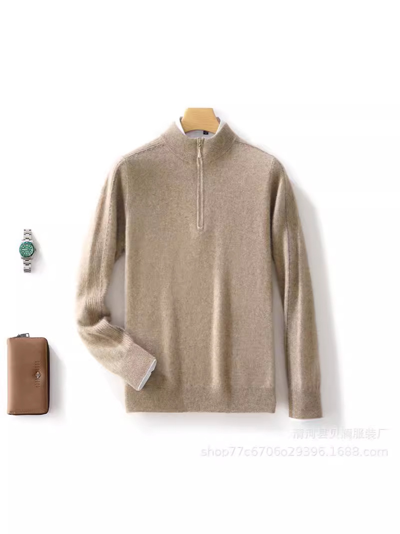새로운 패션 컬러 매칭 하프 터틀넥 지퍼 남성 울 스웨터 니트 베이스 셔츠 따뜻한 풀오버 스웨터 YN