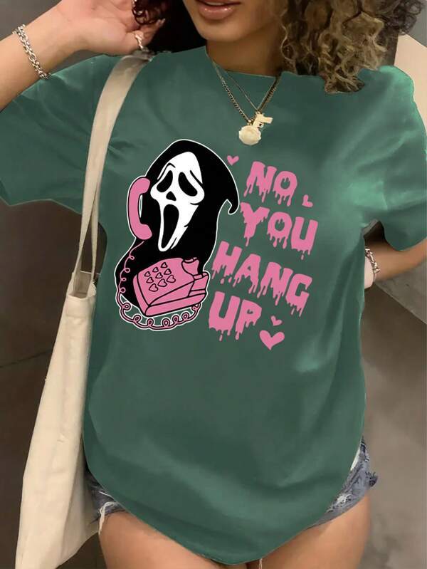 Cartoon Grim Reaper Print T-Shirt