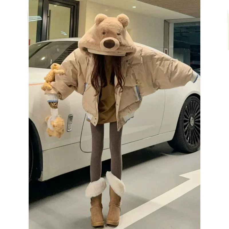 White rabbit, winter cute down jacket, increased thickness, new collection, with little bears