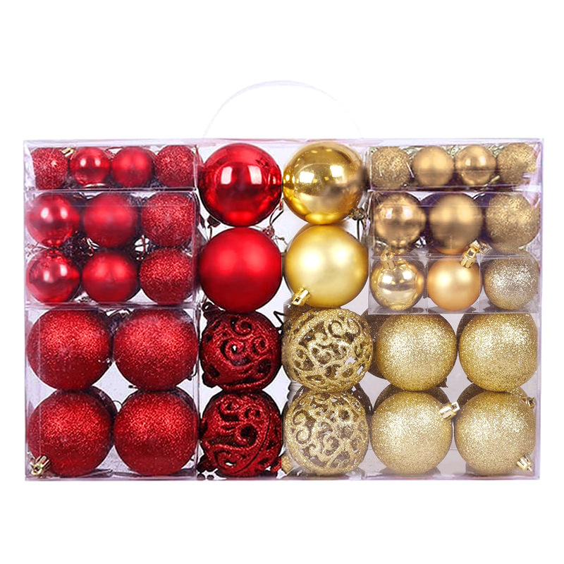 América Latina, decoración de árbol de Navidad 100 juegos portátiles de bolas de plástico hueco en caja colgante de bolas de Navidad image 12