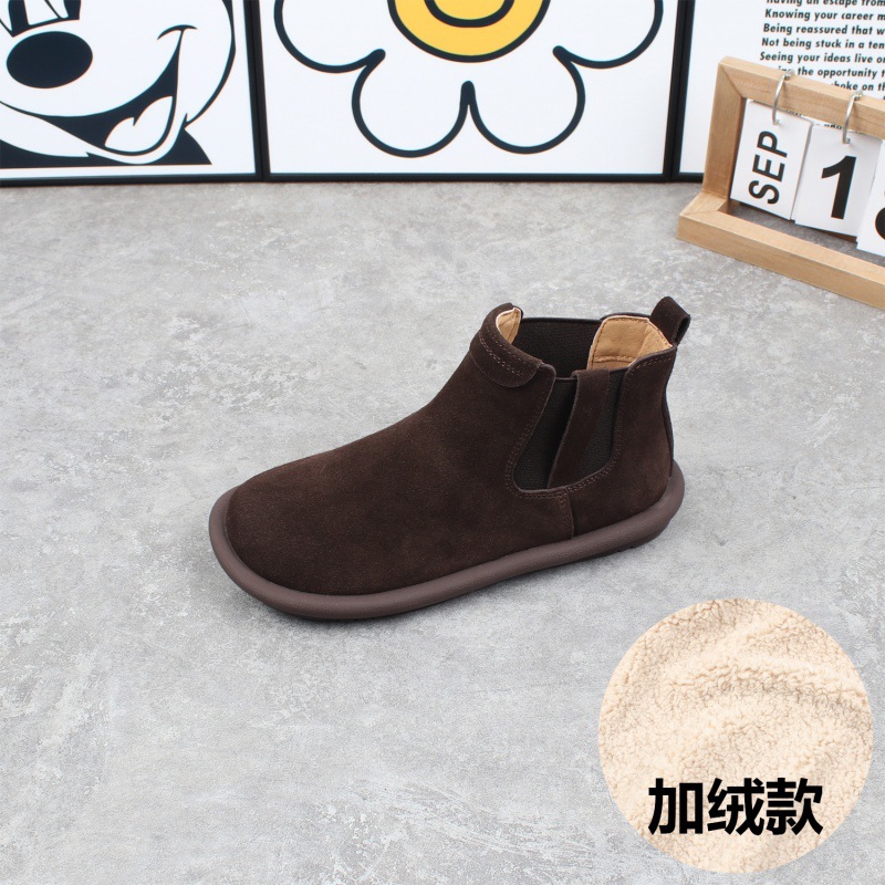 다크 브라운-기모 면화 신발