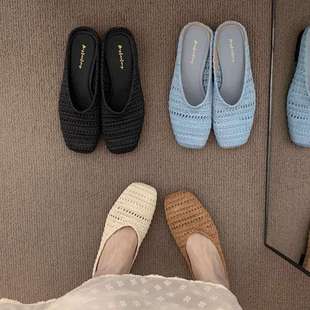 French-Style Holiday Woven Niche Half-Slippers for Women, Suitable for Wearing Outside, 2025 Spring and Summer, Paired with Dresses, Evening Breeze, Closed-Toe Birkenstock Shoes