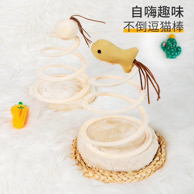 En stock al por mayor pipetao nuevo gato de juguete gato suministros espiral de alambre de acero primavera disco de lino