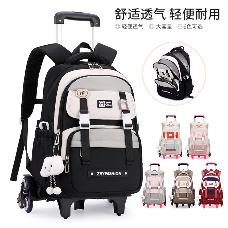 Nueva mochila escolar estilo japonés con gran capacidad, mochila con ruedas informal para estudiantes de primaria, mochila versátil para estudiantes de secundaria