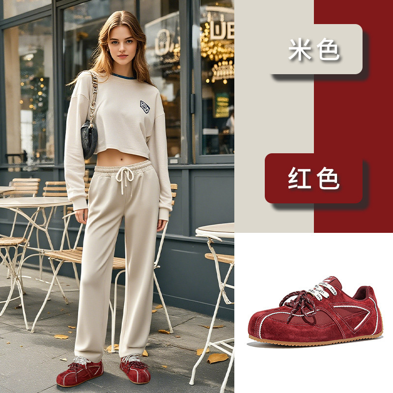 卡皮巴拉鞋头真皮德训鞋女2025秋季新款阿甘鞋休闲百搭运动鞋女款|undefined
