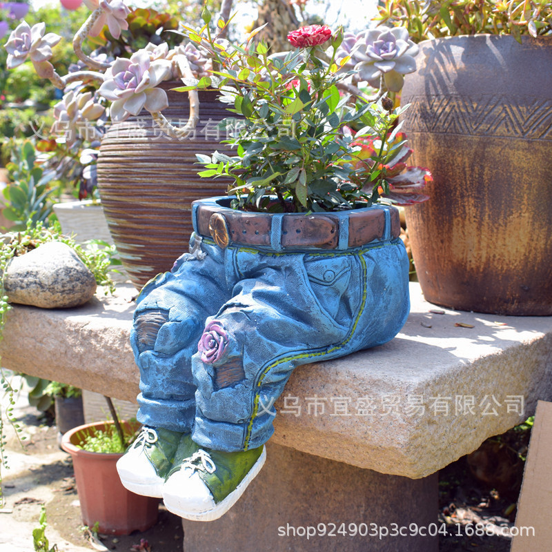 Cross-Border Garden Jeans Flower Pot Ornaments Potted Plants Creative Characteristic Ornaments Home Courtyard Ornaments Outdoor Art Cross-Border Garden Jeans Flower Pot Ornaments Potted Plants Creative Characteristic Ornaments Home Courtyard Ornaments Outdoor Art