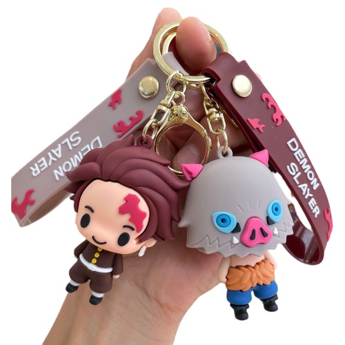 Cross-border Q-version Demon Slayer Keychain Bag Hook Soft Plush Figure Car Keychain Student Small Gift
