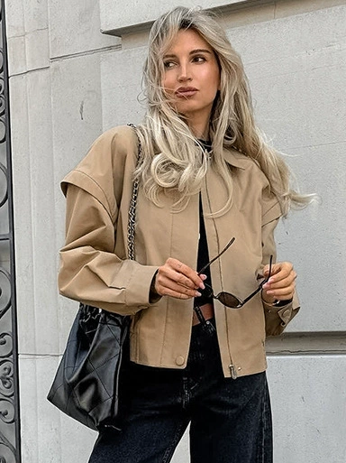 Хаки плащ-накидка, дизайнерская куртка, французский стиль, oversize, тренд сезона