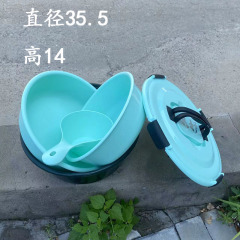 加深小炮盆帶蓋開餌盆四件套手提活餌盆帶勺子漁具拌餌盆批發