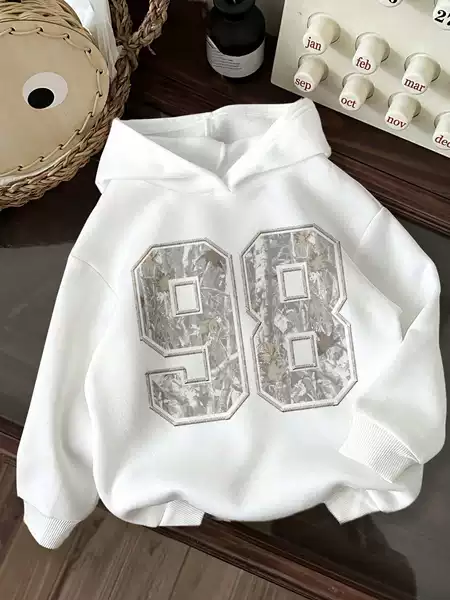 European and American Cross-Border Autumn and Winter 98& California Letter Print Hoodie Pocket Drawstring Loose Pullover Long-Sleeved Top