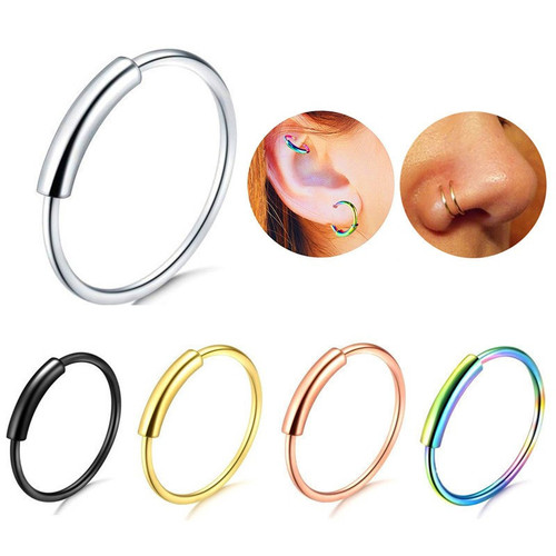 European and American simple human body piercing jewelry nose clip nose sleeve lip ring new septum nose jewelry stainless steel sleeve nose ring