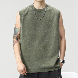 Trendy brand heavy sleeveless vest Men's Fitness Sports waistcoat bottoming shirt loose plus size cotton short sleeve T-Shirt wholesale