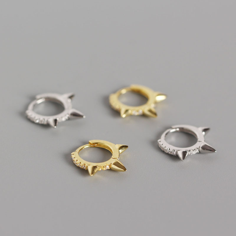 Fashion S925 Silver Geometric Rhinestone Earrings display picture 9