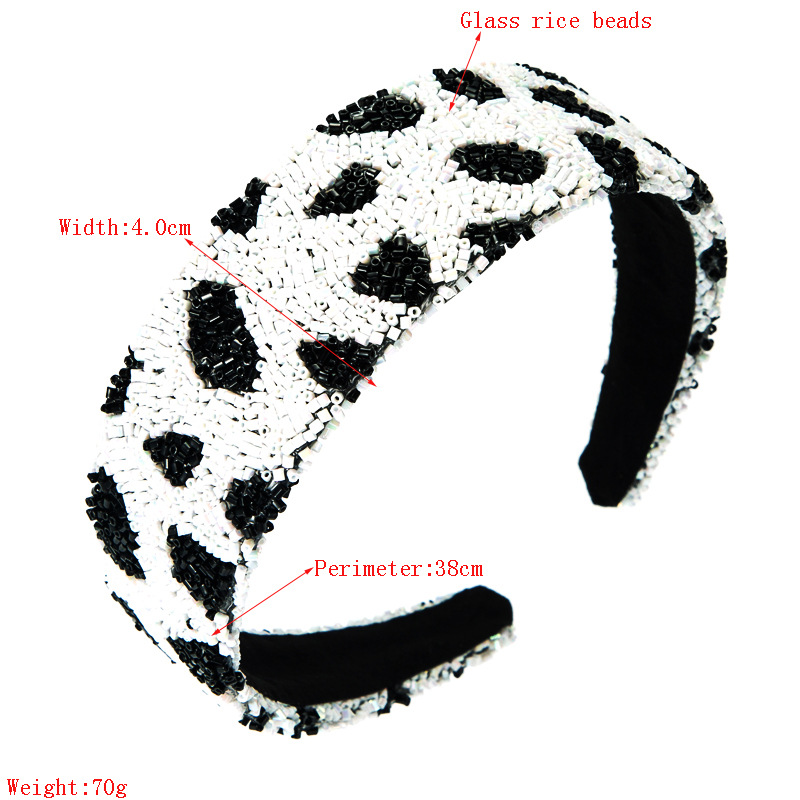 Glass Tube Leopard Stripe Headband Zebra Pattern Broad-sided Headband display picture 1