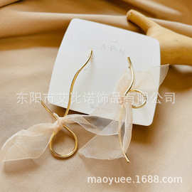 简约好搭线条环绕网纱耳钉环日韩风气质