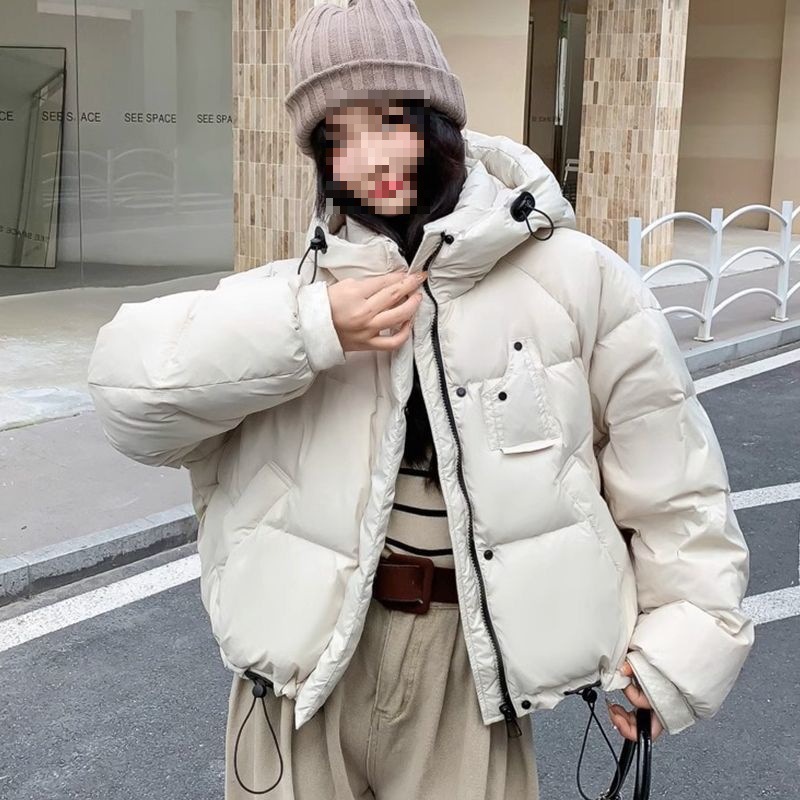 冬季新款韩版羽绒服女宽松加厚白鸭绒连帽短款保暖面包服外套