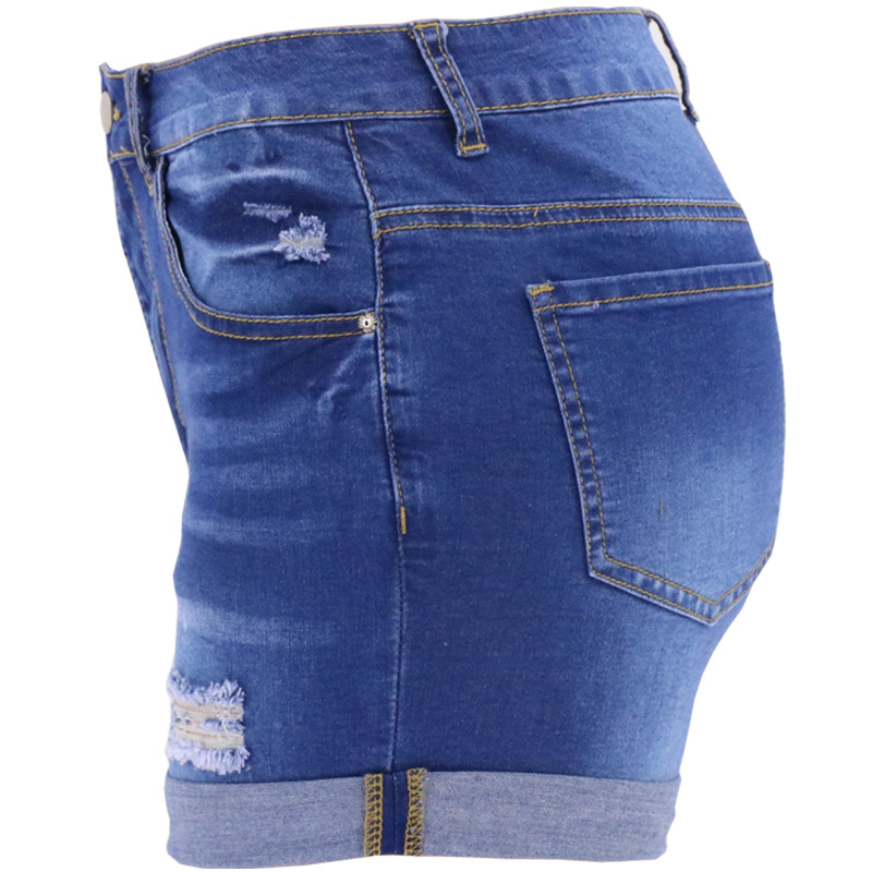 washed wear high elastic high waist denim shorts NSYB65080