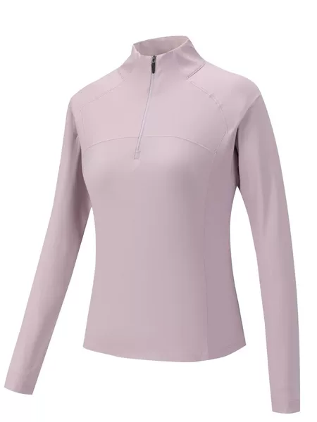 Stand-up collar spring and autumn women's long-sleeve sweatshirt, slim fit, half-zip, breathable, for outdoor leisure