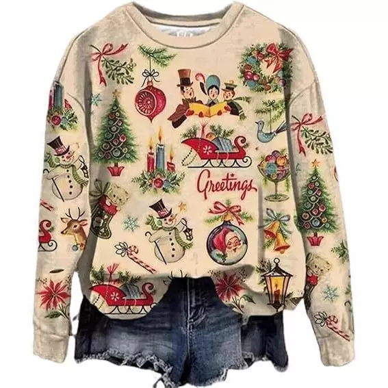 时颖情人节长袖上衣女新款爱心花套头女式卫衣