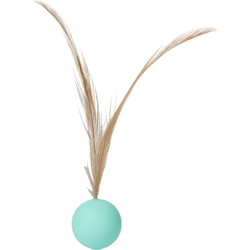 Juguete de silicona resistente a mordeduras de mascotas pluma bola elástica sólida juguete divertido juego interactivo resistente a roer juguete divertido gato
