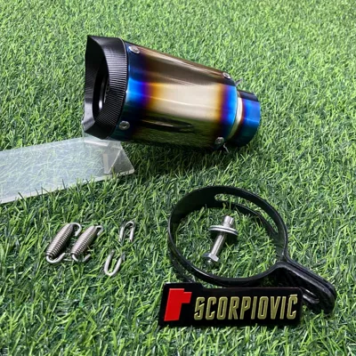 Motorcycle exhaust pipe pipe AR tail section - ar-titanium-alloy-burnt-blue-tip-60mm-carbon-fiber-clamp