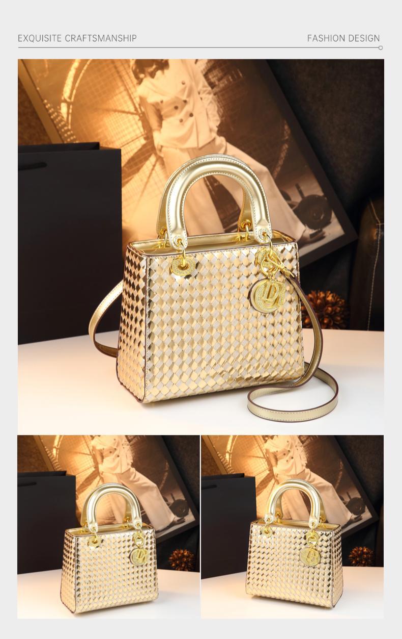 Túi xách nữ dáng đeo chéo kiểu Lady Dior thiết kế thời trang — màu vàng, bạc, màu tím, màu hồng chi tiết 10