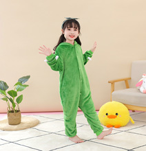 新款卡通连体亲子情侣秋冬法兰绒单眼怪萌动物睡衣家居服批发代发