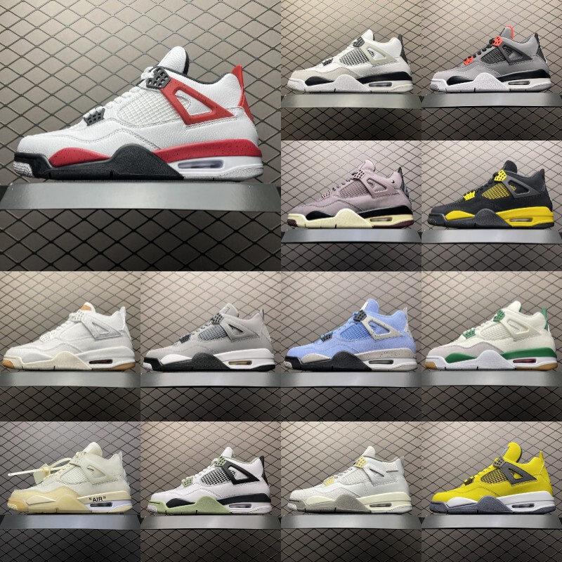 Putian Nike Official Men's and Women's Shoes Aj4 Co-Branded Chanyi Paris Hot Lava White Cement over Poison One Piece Drop Shipping