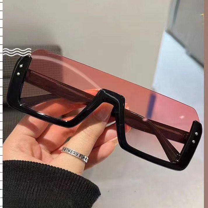 Nuovi occhiali da sole da uomo con mezza montatura, alla moda, multicolore, con montatura quadrata integrata e montatura grande._voghion.com