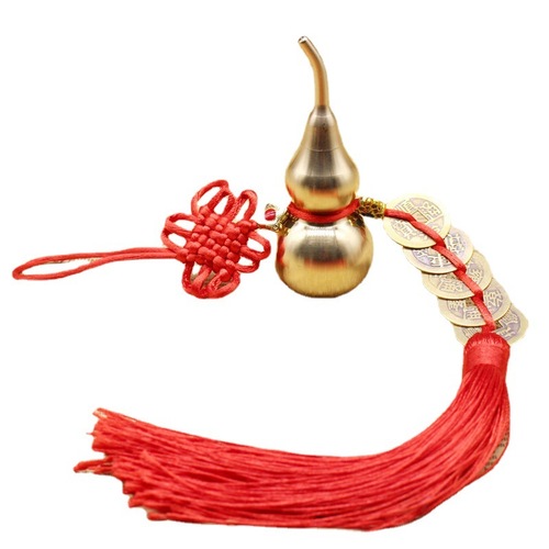 Pure copper gourd Five Emperors Money Opening Chinese Knot Real Copper Five Emperors Money Decoration Street Stall Home Hanging Door to Door Car Hanging