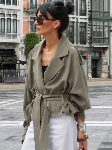 Куртка для отдыха, trench coat, осень, европейский стиль, стиль высокого качества, яркий запоминающийся стиль