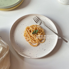 ins風西餐盤復古潑墨陶瓷啞光牛排盤水果甜品托盤意面盤披薩盤子