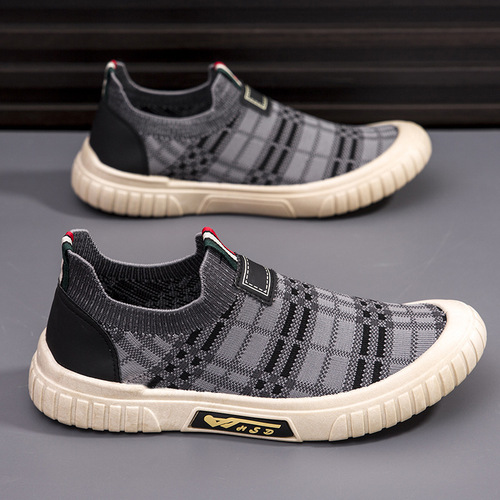 Men's Summer Breathable Slides Men's Flat Shoes Men's One-Piece Flyknit Mesh Shoes Men's Fashion Socks Shoes Men's Style