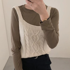 韩系短款甜美叠穿小个子针织吊带背心女2025早秋新款洋气毛衣马甲