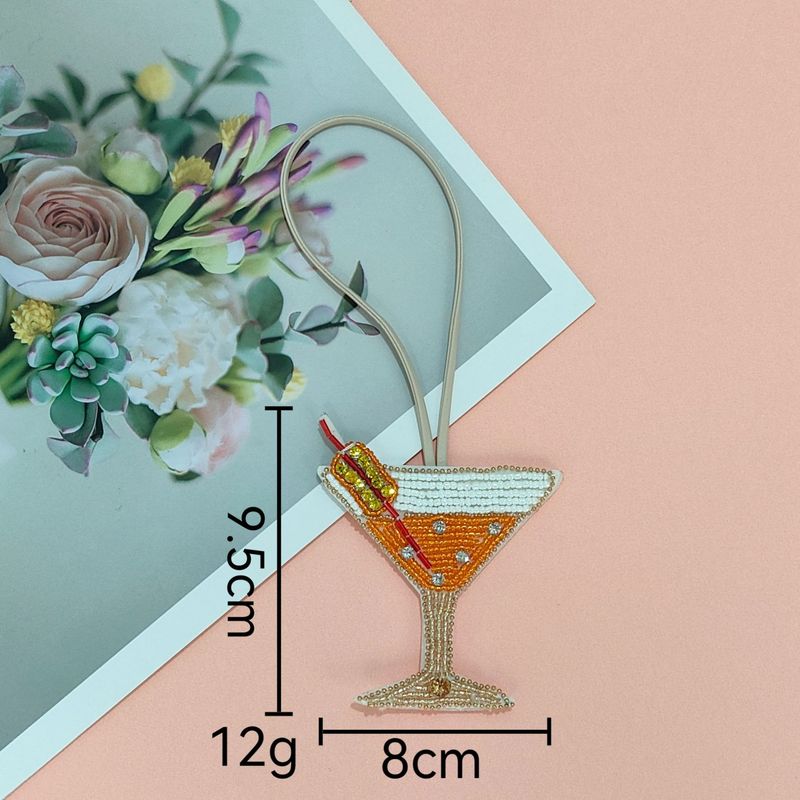 夏の新しいカクテルグラスバッグペンダント手作り刺繍ビーズ布ステッカーバッグ衣類アクセサリージュエリーアクセサリー|undefined