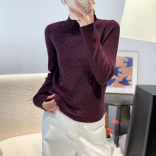 谷系列進店必拍2025秋冬新款燙鑽氣質簡約立領針織衫打底毛衣8317