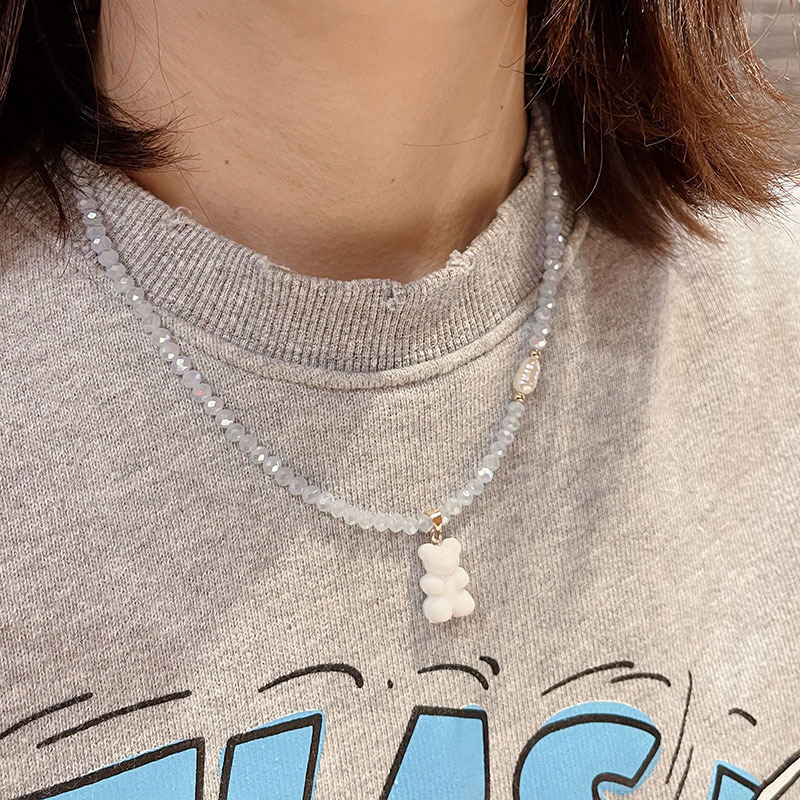 18g Weight Beaded Pendant Material Pendant Necklace Classification Beaded Chain Material 1 Piece Quantity Holiday, Daily Occasion Beaded Material Bear Pattern Women's Gender Cute, Sweet Style Cute Sweet Bear Beaded Wholesale Pendant Necklace 4