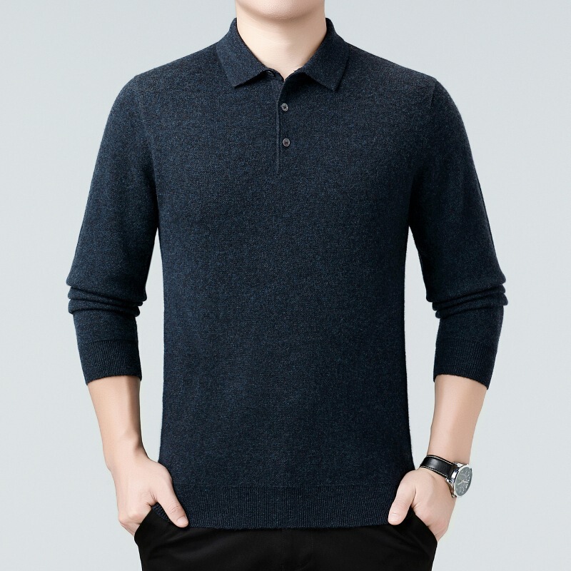 Genuine Brand High-End Light Luxury Wool Sweater for Men, New Style for Middle-Aged Men, Thickened and Warm, Dad's Knitwear