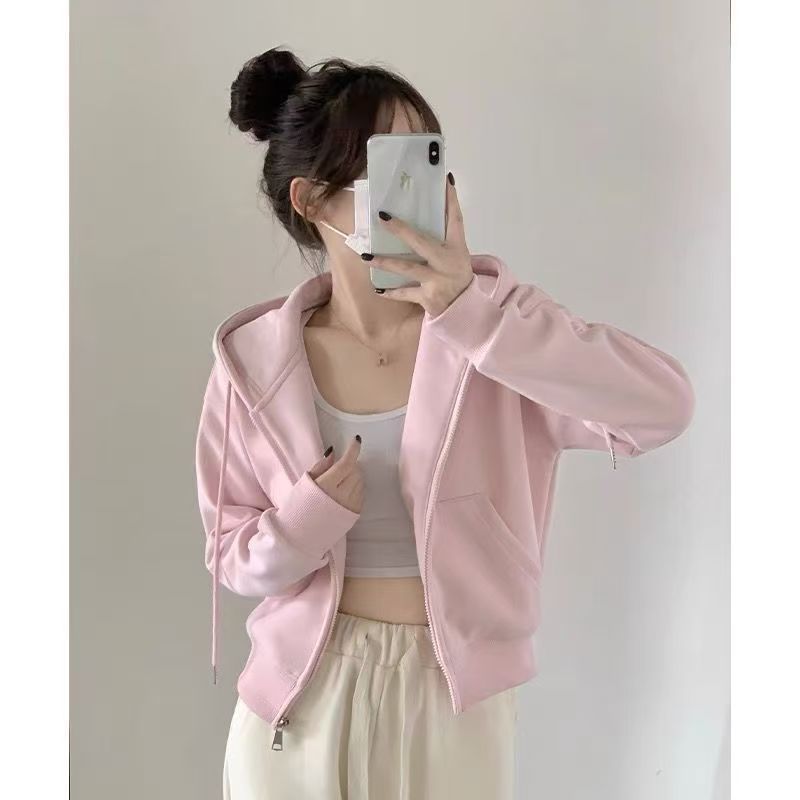Short Sweatshirt Women's 2025 Autum New Tops Jacket Cardigan Women's Sweatshirt Jacket Petite