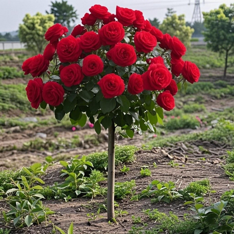 直杆树状月季花苗玫瑰花树苗四季开花树桩月季特大花浓香型月季苗