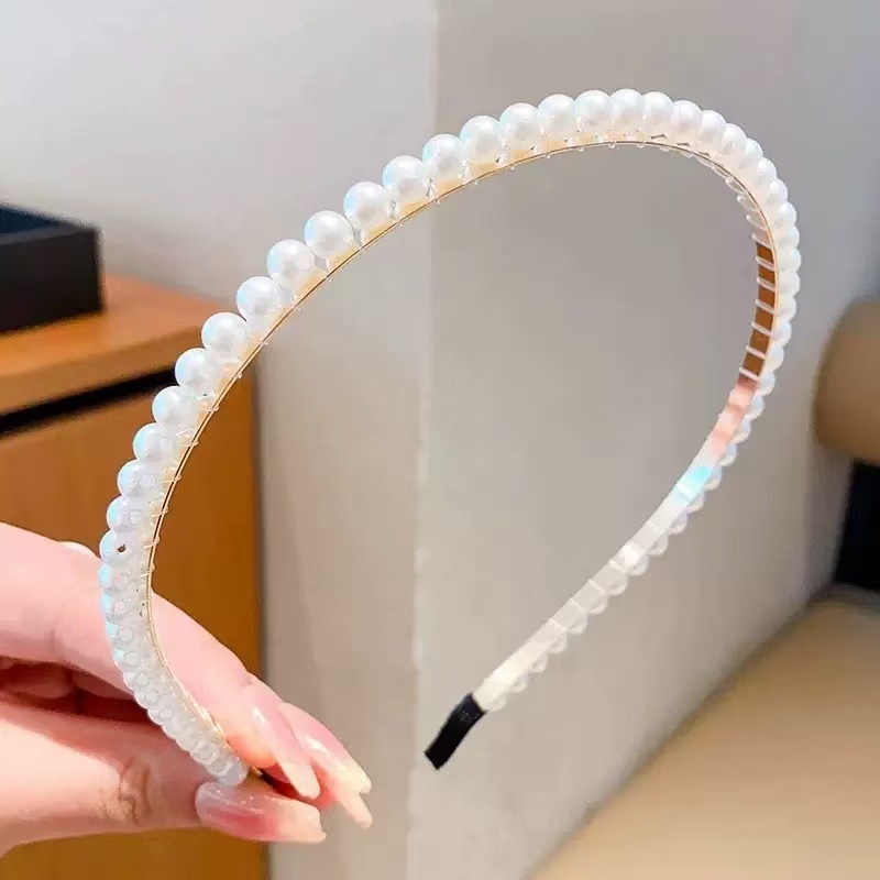 女性用パールヘアバンド、スーパーフェアリーフレンチロマンチックネットセレブ2025新作洗顔高頭蓋圧ヘアピン高級帽子|undefined