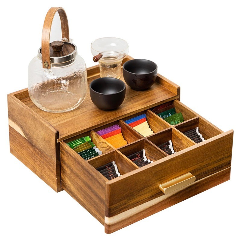 木製ティーバッグ収納ボックスティーセット収納棚ティーバッグ収納引き出し茶袋収納ボックスお茶収納ボックス|undefined