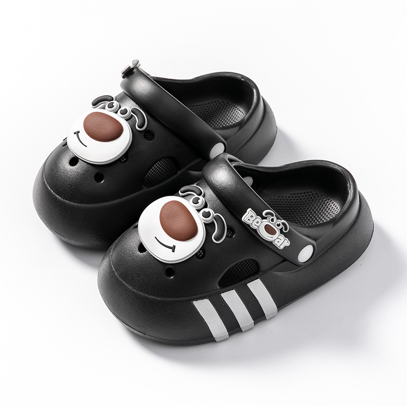Niños de verano niñas interior zapatillas de baño para niños con base suave antideslizante dibujos animados EVA osos pequeños zapatos agujero